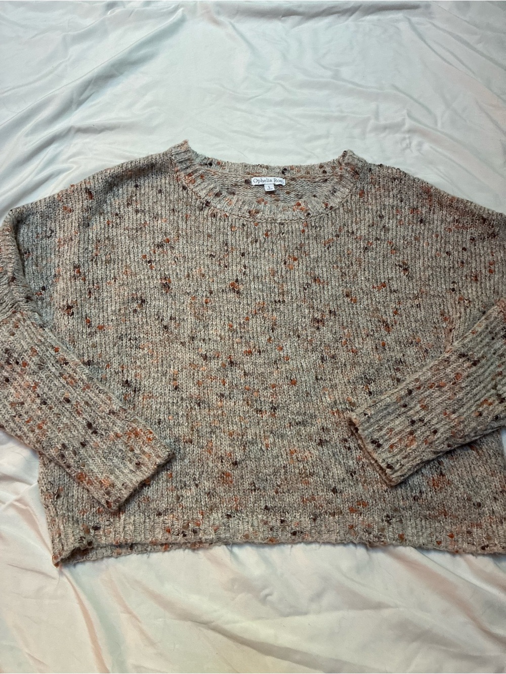 Ophelia Roe Women’s Cozy Cream Speckled Knit Sweater Size Large - Picture 3 of 7